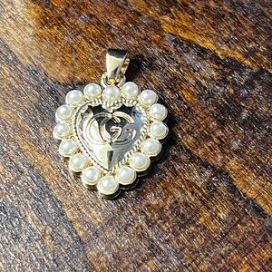 Authentic Gucci Gold Heart  upcycled Pendant with Pearls